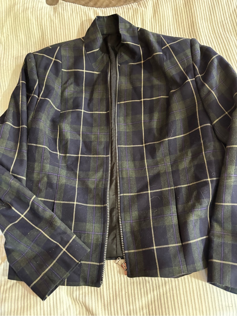 Woman’s GQ Navy Green Windowpane Zip Jacket